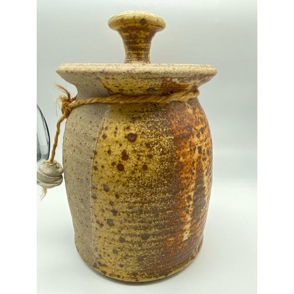 Vintage MCM pottery Stoneware  jar with‎ lid Canister Cookie jar - Picture 2 of 8